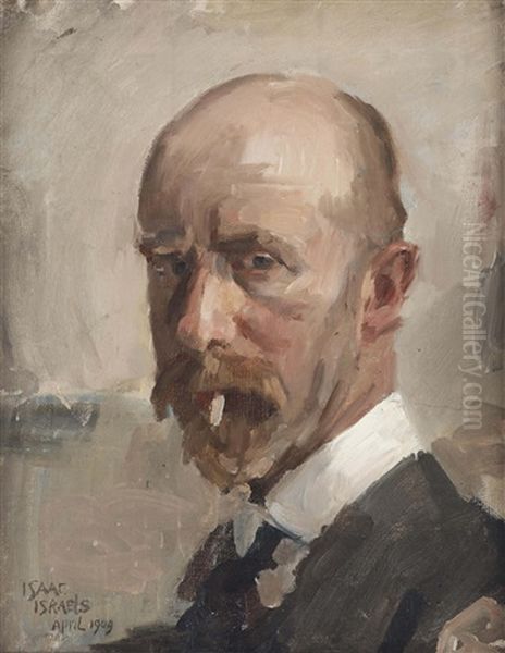 Self Portrait With Sigaret Oil Painting by Isaac Lazarus Israels