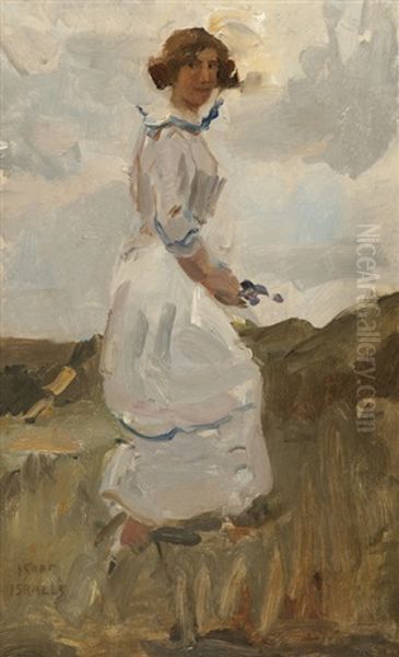 Bloemplukster In Duinpan Oil Painting by Isaac Lazarus Israels