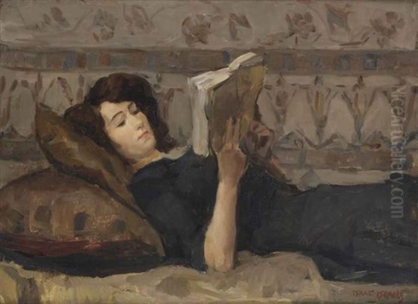Girl Reading On A Sofa Oil Painting by Isaac Lazarus Israels