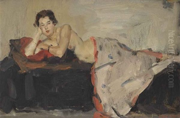 Reclining Nude, London Oil Painting by Isaac Lazarus Israels