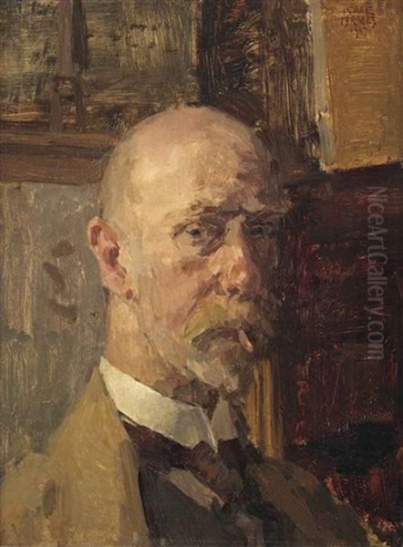Self Portrait With Sigaret Oil Painting by Isaac Lazarus Israels
