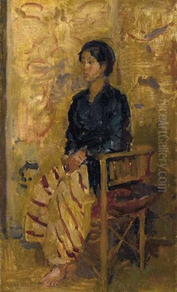Portrait Of Seated Javanese Beauty Oil Painting by Isaac Lazarus Israels