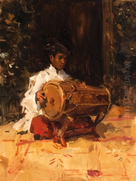 Kendang Player Oil Painting by Isaac Lazarus Israels