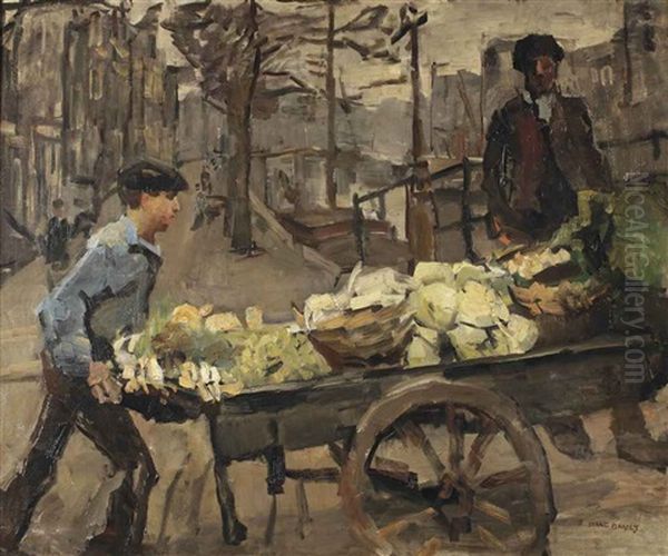 A Vegetable Seller On The Brouwersgracht, Amsterdam Oil Painting by Isaac Lazarus Israels