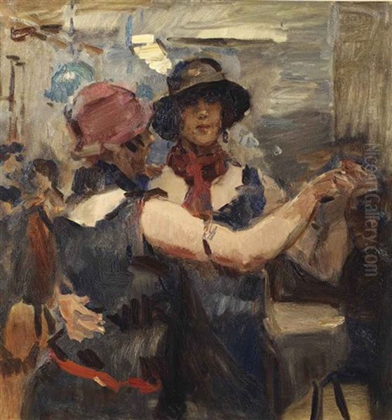 Women Dancing At A Cafe, The Hague Oil Painting by Isaac Lazarus Israels