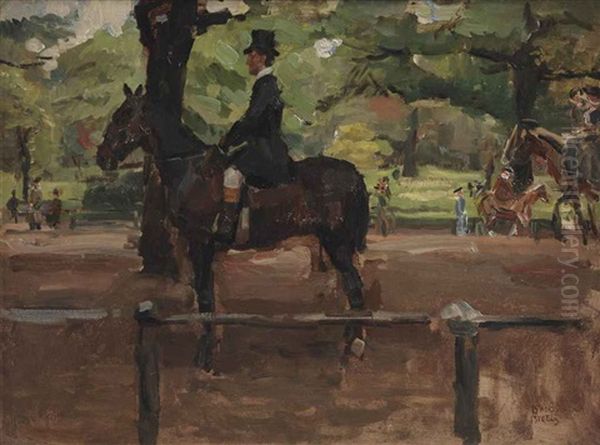 Horseback Riding In Hyde Park, Rotton Row, London Oil Painting by Isaac Lazarus Israels