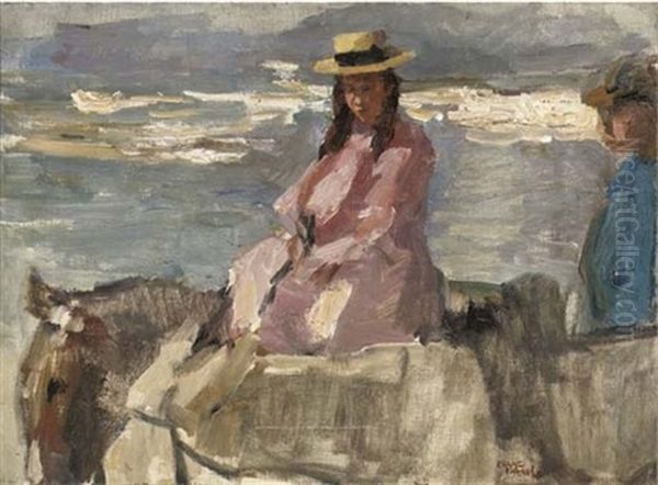 The Donkey Ride On The Beach Of Scheveningen Oil Painting by Isaac Lazarus Israels