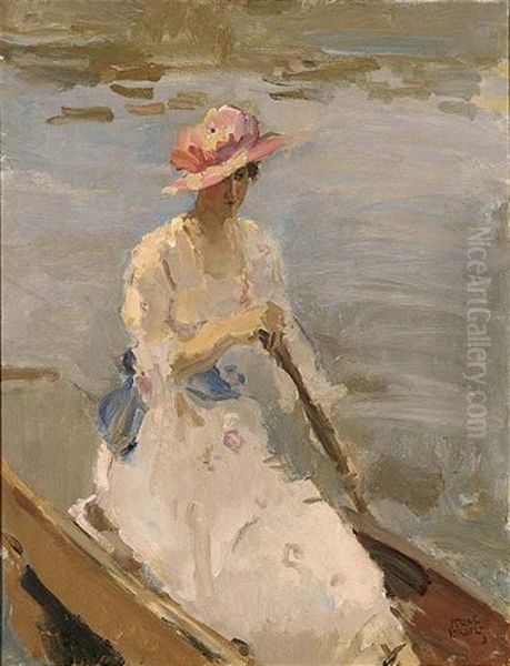 Punting On The River Thames Oil Painting by Isaac Lazarus Israels