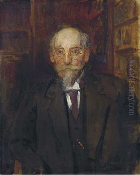Portrait Of Professor S.r. Steinmetz In His Study Oil Painting by Isaac Lazarus Israels