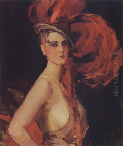 A Revue Girl (la Cocotte) At The Scala, The Hague Oil Painting by Isaac Lazarus Israels