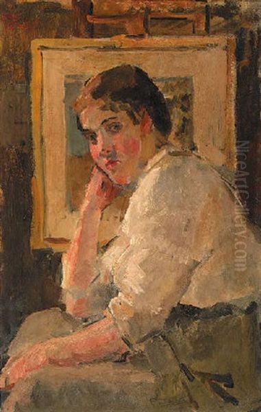 A Model Seated In The Artist's Studio Oil Painting by Isaac Lazarus Israels