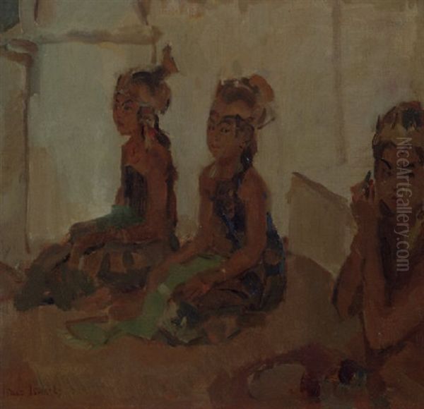 Seated Javanese Dancers Oil Painting by Isaac Lazarus Israels