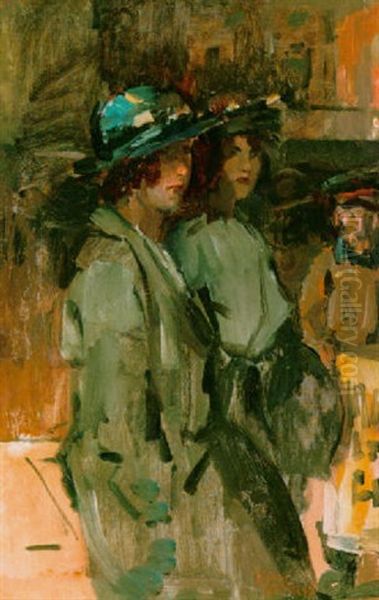 Cockney Girls Oil Painting by Isaac Lazarus Israels