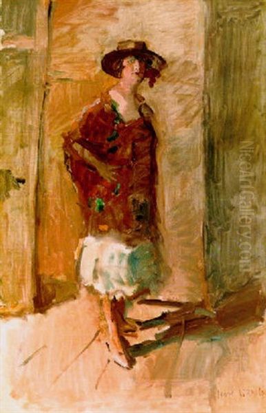 Stage Actress In A Hat Oil Painting by Isaac Lazarus Israels