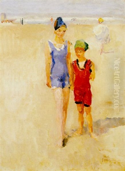 Bathers On The Beach, Viareggio Oil Painting by Isaac Lazarus Israels