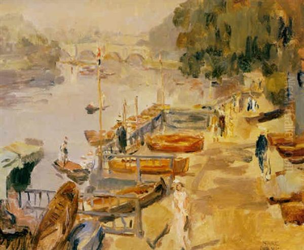 A View Of The Thames Near Richmond Oil Painting by Isaac Lazarus Israels