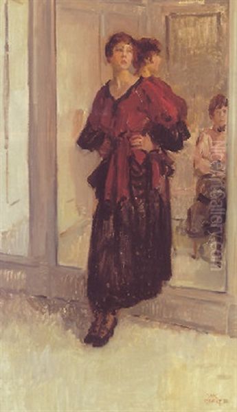 Mannequin In Front Of A Mirror, Hirsch Oil Painting by Isaac Lazarus Israels