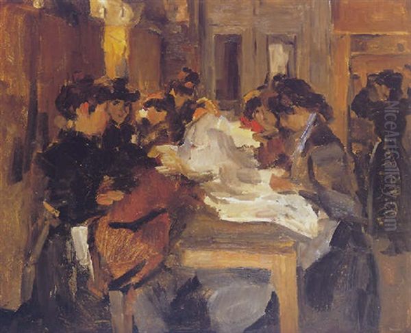 The Paquin Sewing Studio, Paris Oil Painting by Isaac Lazarus Israels