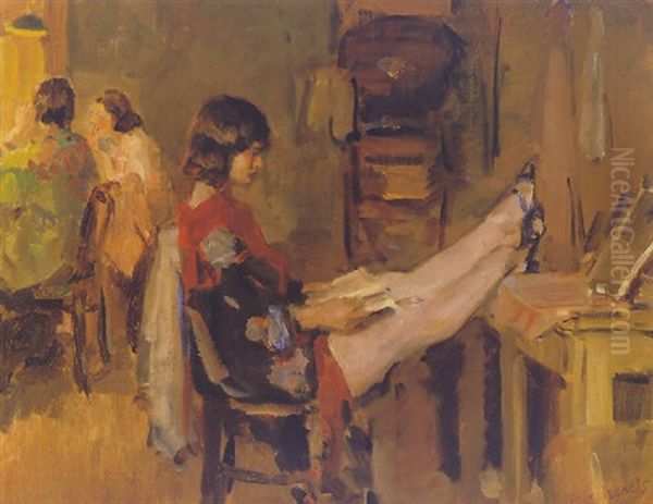 In The Dressing Room Of The Scala, The Hague Oil Painting by Isaac Lazarus Israels