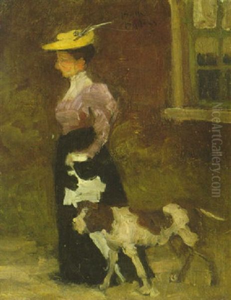 Frau Mit Hund Oil Painting by Isaac Lazarus Israels