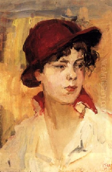 La Fille Au Bonnet Rouge Oil Painting by Isaac Lazarus Israels