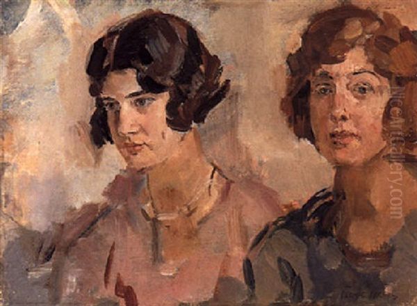 Two Sisters Oil Painting by Isaac Lazarus Israels
