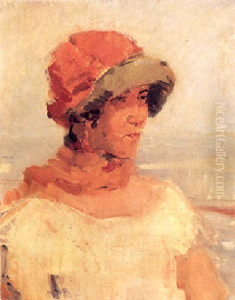 A Portrait Of A Young Woman Oil Painting by Isaac Lazarus Israels