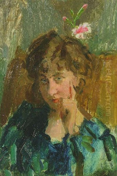 Portrait Of The Writer Jo De Wit Oil Painting by Isaac Lazarus Israels