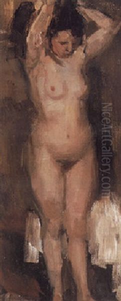 A Standing Nude Oil Painting by Isaac Lazarus Israels
