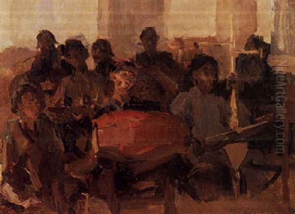The Gamelan Orchestra Oil Painting by Isaac Lazarus Israels