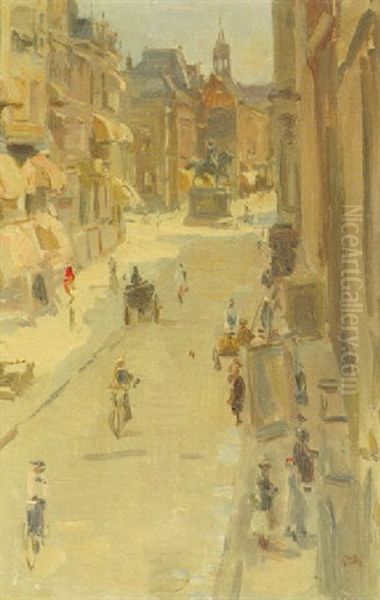 Le Noordeinde In The Hague Oil Painting by Isaac Lazarus Israels