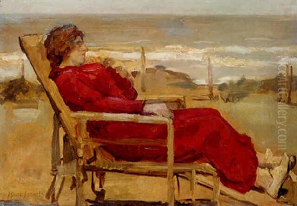 An Elegant Lady In A Beach Chair, Scheveningen Oil Painting by Isaac Lazarus Israels