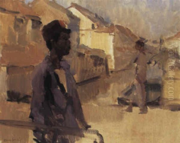 A Streetscene, Batavia Oil Painting by Isaac Lazarus Israels