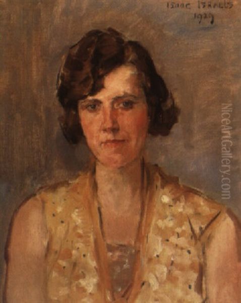 A Portrait Of A Woman In A Yellow Dress Oil Painting by Isaac Lazarus Israels