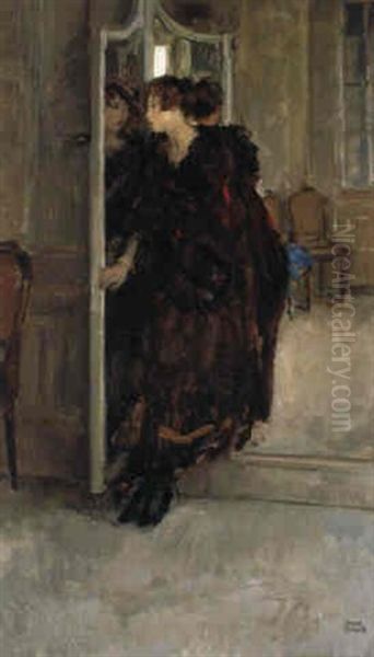 In Front Of The Mirror Oil Painting by Isaac Lazarus Israels