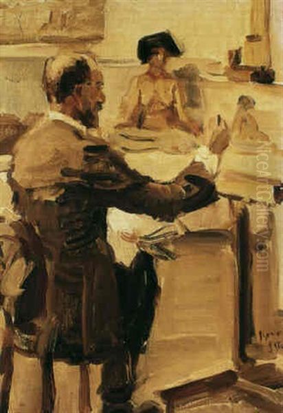 The Painter Marius Bauer In The Studio Of Isaac Israels Oil Painting by Isaac Lazarus Israels