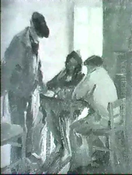 Drei Kunstler Im Gesprach... Oil Painting by Isaac Lazarus Israels