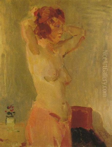 A Half-nude Oil Painting by Isaac Lazarus Israels