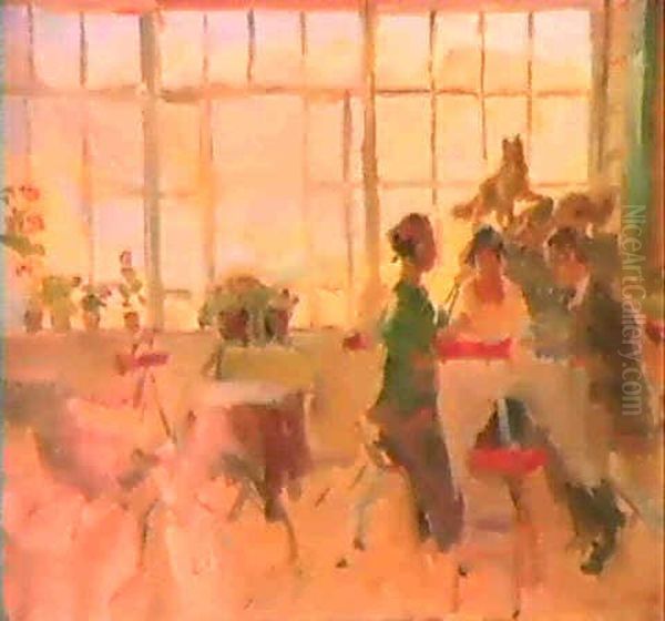 Having Dinner In A Pension In Pontresina, Switzerland Oil Painting by Isaac Lazarus Israels