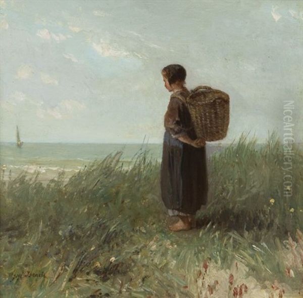 Untitled (woman By The Sea) Oil Painting by Jozef Israels