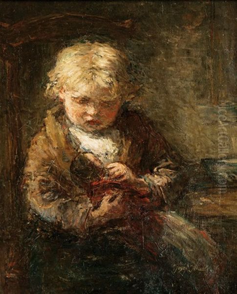 Girl With Doll Oil Painting by Jozef Israels