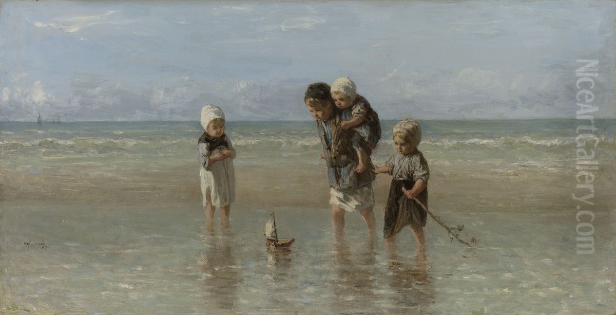 Children Of The Sea Oil Painting by Jozef Israels