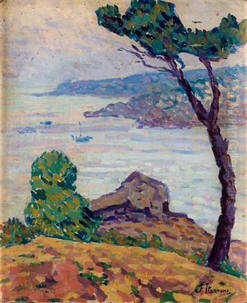 Vista De La Costa Cantabra Oil Painting by Francisco Iturrino Gonzalez