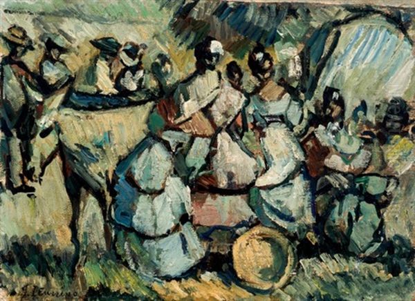 Figuras Oil Painting by Francisco Iturrino Gonzalez