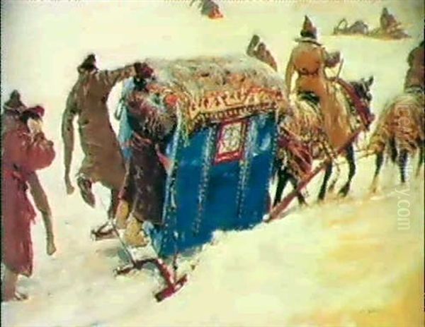 The Boyars' Sleigh Oil Painting by Sergei Ivanov