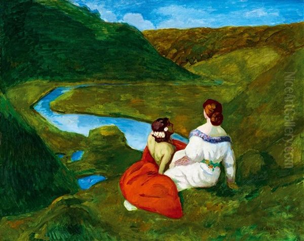 In The Valley, C. 1900 Oil Painting by Bela Ivanyi Gruenwald