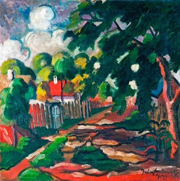 Kecskemeti Arnyas Utca Oil Painting by Bela Ivanyi Gruenwald