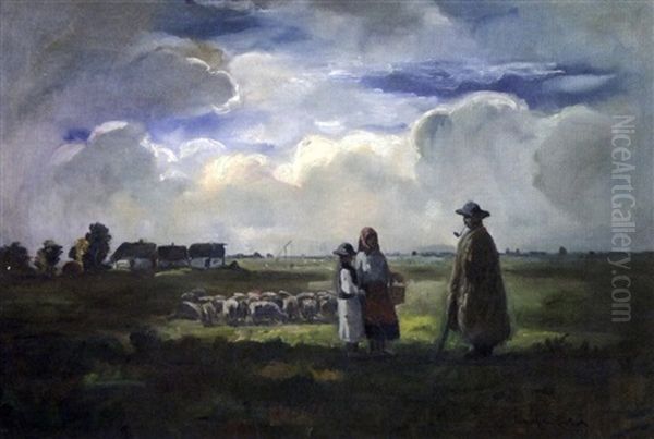 La Conversation Dans La Prairie Oil Painting by Bela Ivanyi Gruenwald