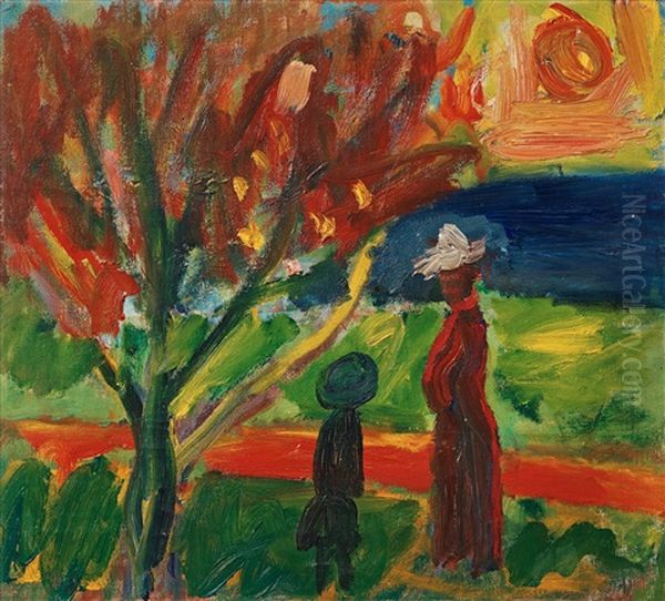 Mother And Child Oil Painting by Ivan Ivarson