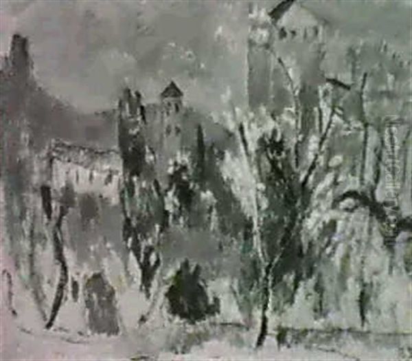 Sydlanskt Landskap Med Byggnader Oil Painting by Ivan Ivarson